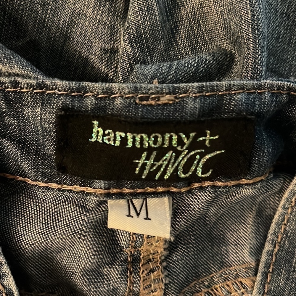 harmony and havoc distressed light wash denim overalls - Picture 8 of 16